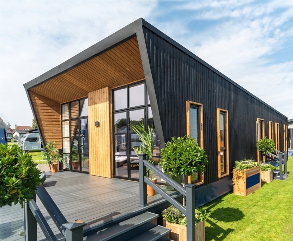 Luxury bespoke build lodge static caravan Henley exterior